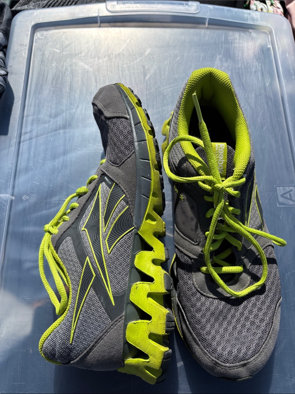 Reebok Men's Gray and Lime Green Athletic Running Shoes